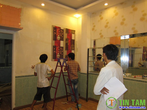 thi công giấy dán tường
