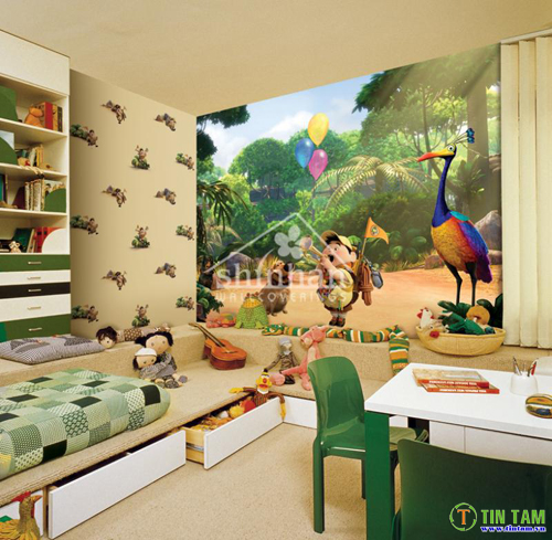 giay dan tuong phong be