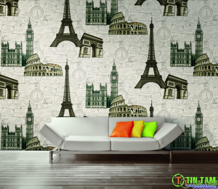 Giấy dán tường cho phong khach can ho
