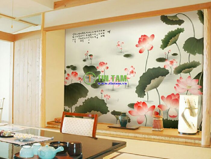 mẫu tranh dán tường phong cảnh 3d cho phòng khách